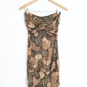 Ice • Leopard Print Strapless Dress | S